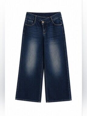 Super Cute HALARA Women's Wide Leg Flare Jeans - Dark Blue Wash